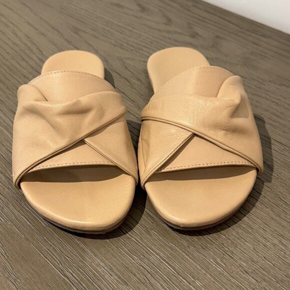 COCONUTS (Nordstrom) Tan Leather Flat Slide Sandals - Size 8 - Picture 3 of 7